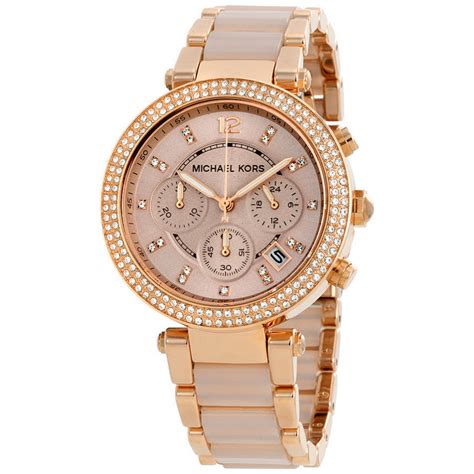 michael kors ladies rose gold tone chronograph watch mk5896|Michael Kors parker rose watch.